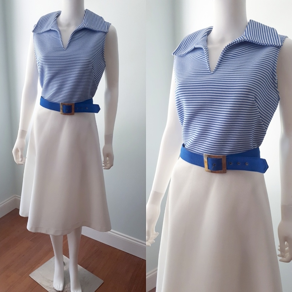 Vintage Sailor Girl Chic  Retro Dress M HOST PICK